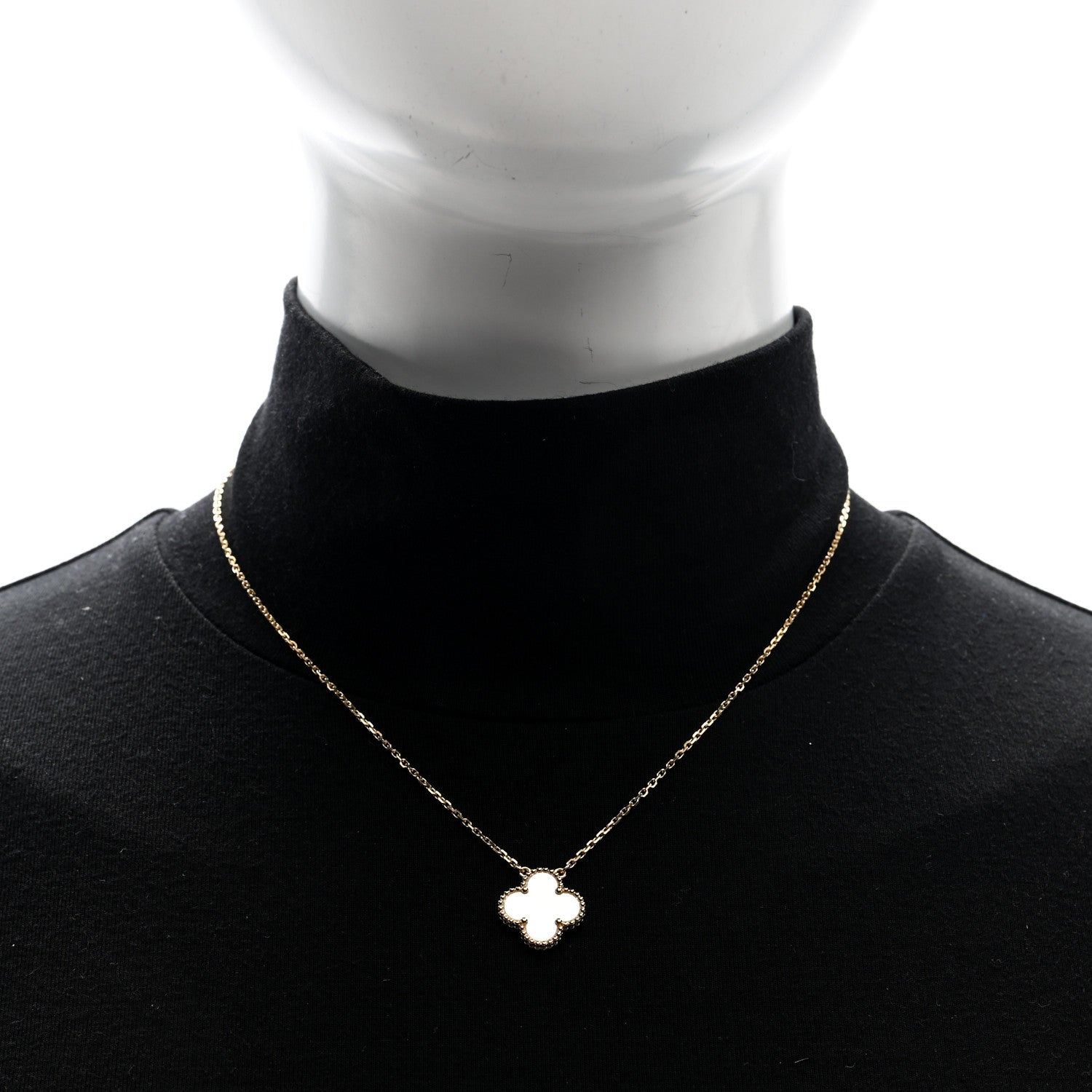 Van Cleef & Arpels 18K Yellow Gold Mother of Pearl Vintage Alhambra Pendant Necklace 2 of 5