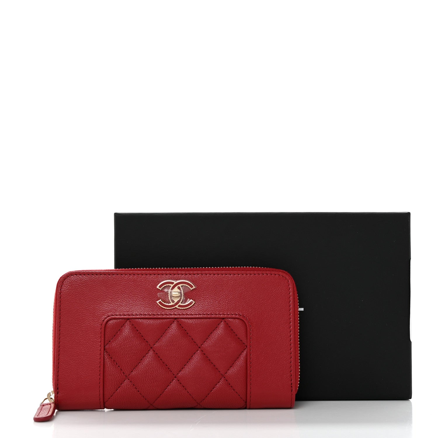 Chanel Sheepskin Quilted Medium Mademoiselle Vintage Zip Around Wallet Red 8 of 8