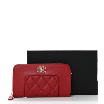 Chanel Sheepskin Quilted Medium Mademoiselle Vintage Zip Around Wallet Red 8 of 8