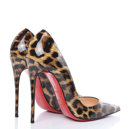 Christian Louboutin Patent Leopardino So Kate 120 Pumps 37 Brown 4 of 13