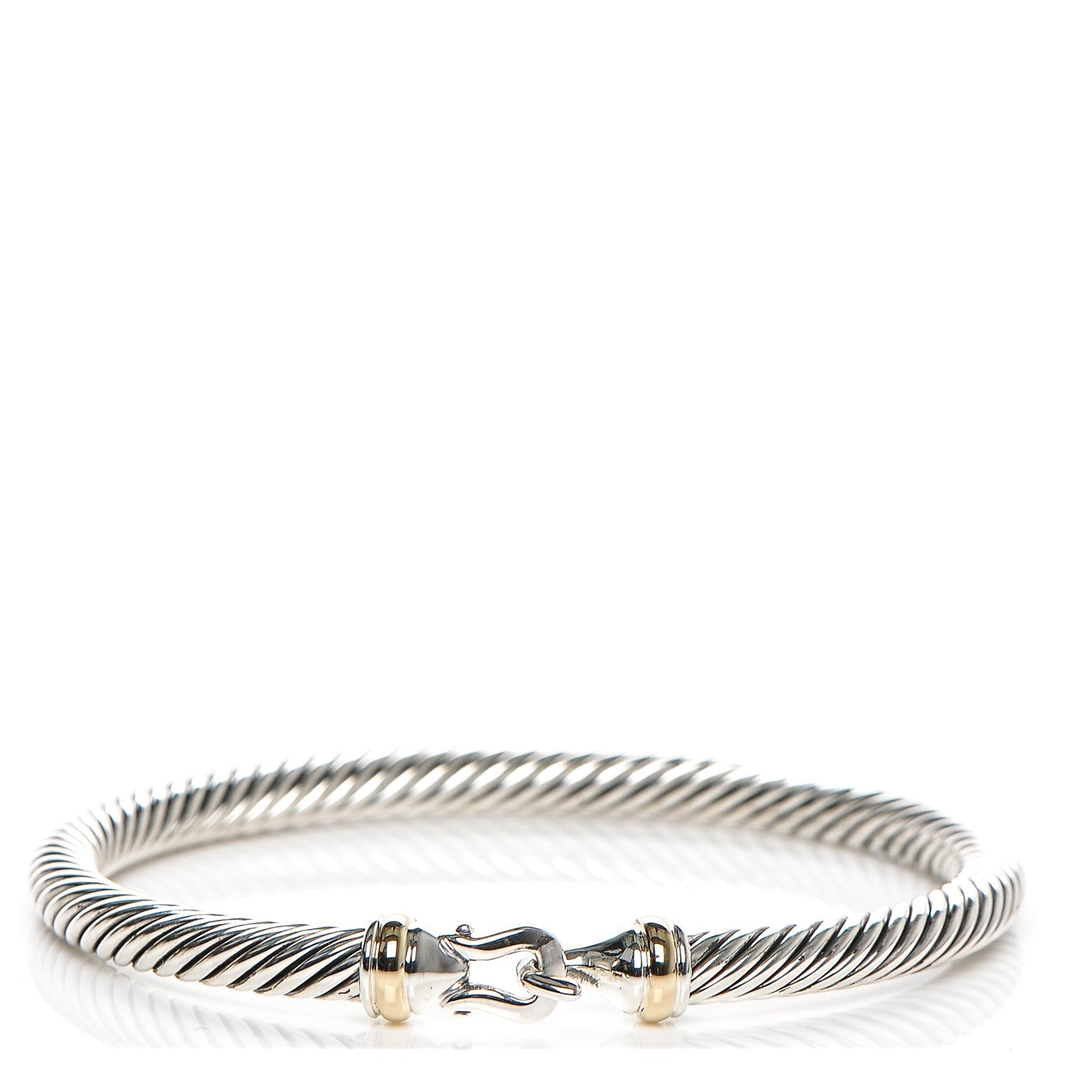 David Yurman Sterling Silver 18K Yellow Gold 5mm Cable Classic Buckle Bracelet 1 of 4