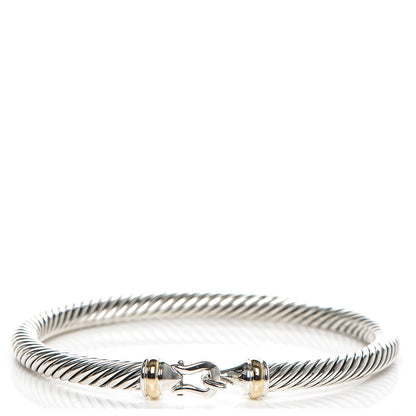 David Yurman Sterling Silver 18K Yellow Gold 5mm Cable Classic Buckle Bracelet 1 of 4
