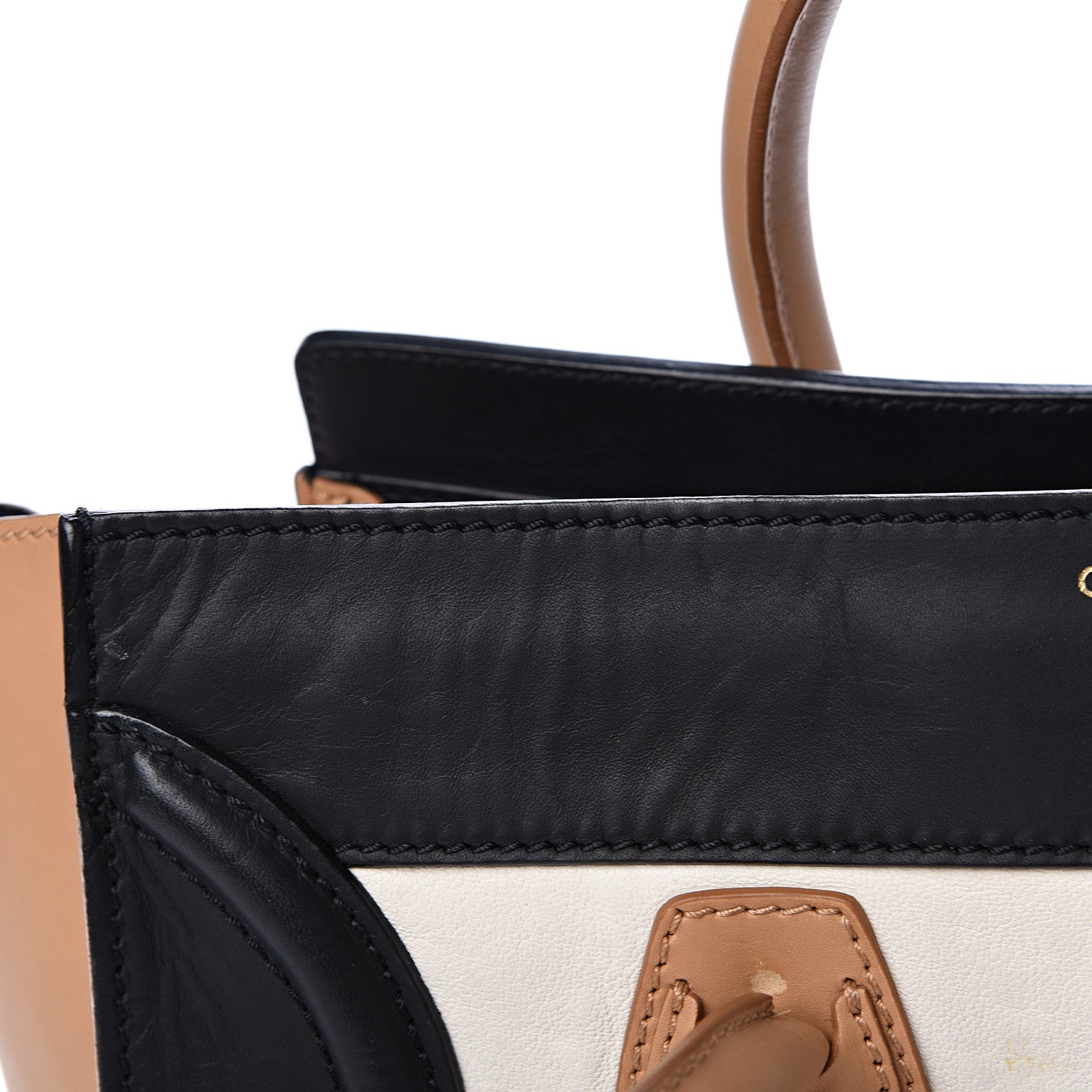 Celine Calfskin Mini Tri-Color Luggage Black Brown White 18 of 24