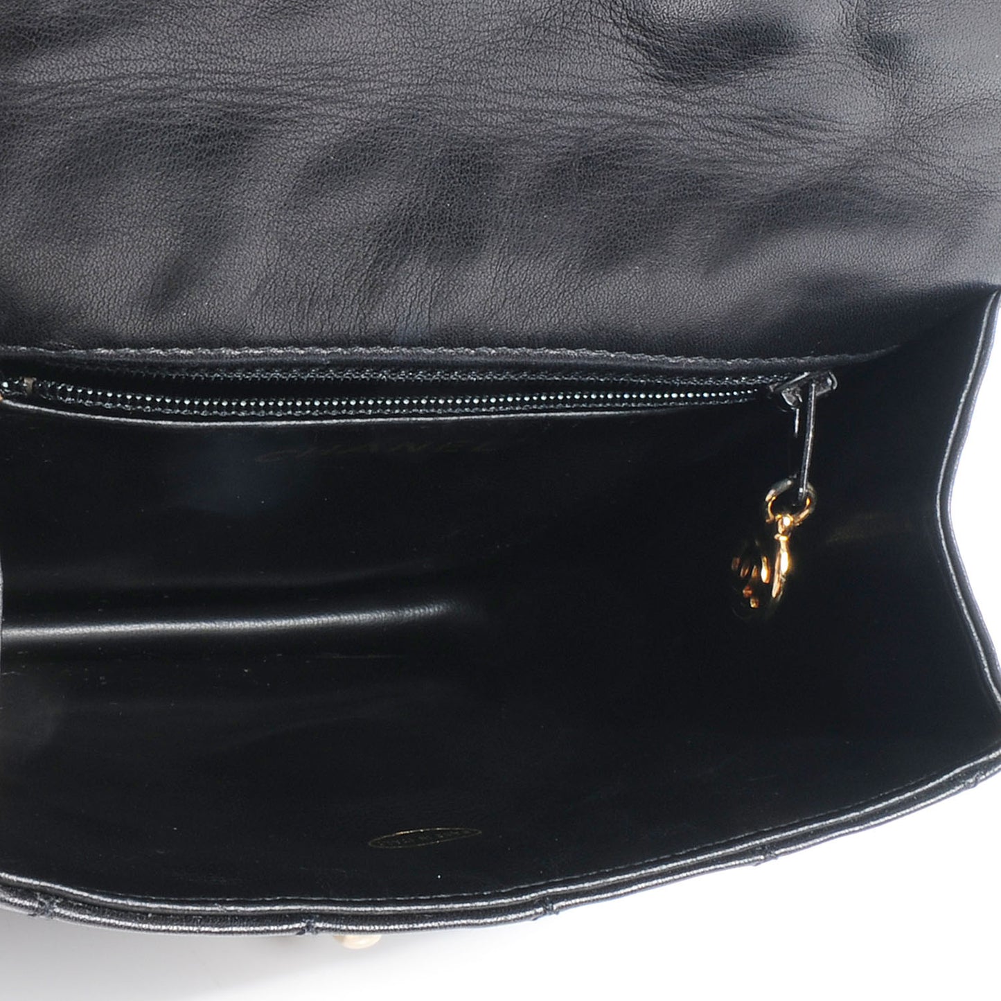 Lambskin Quilted Flap Belt Black