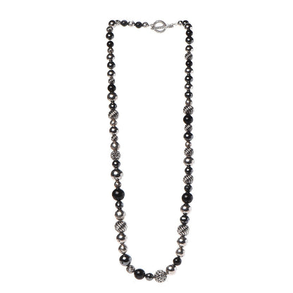 David Yurman Sterling Silver Black Onyx Hematite Elements Long Toggle Necklace 3 of 4