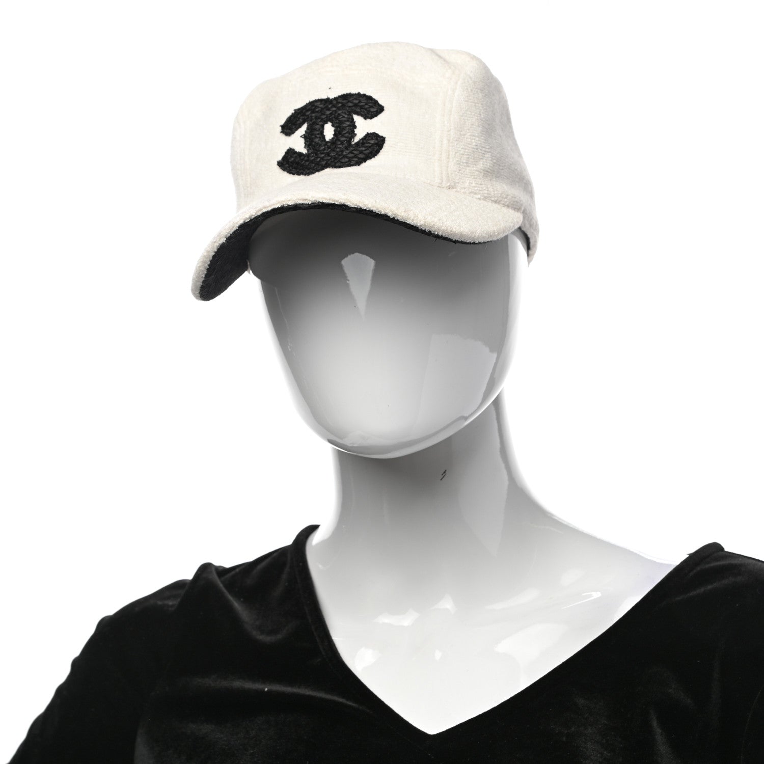 Chanel Terry Cotton CC Cap Hat S White 2 of 8