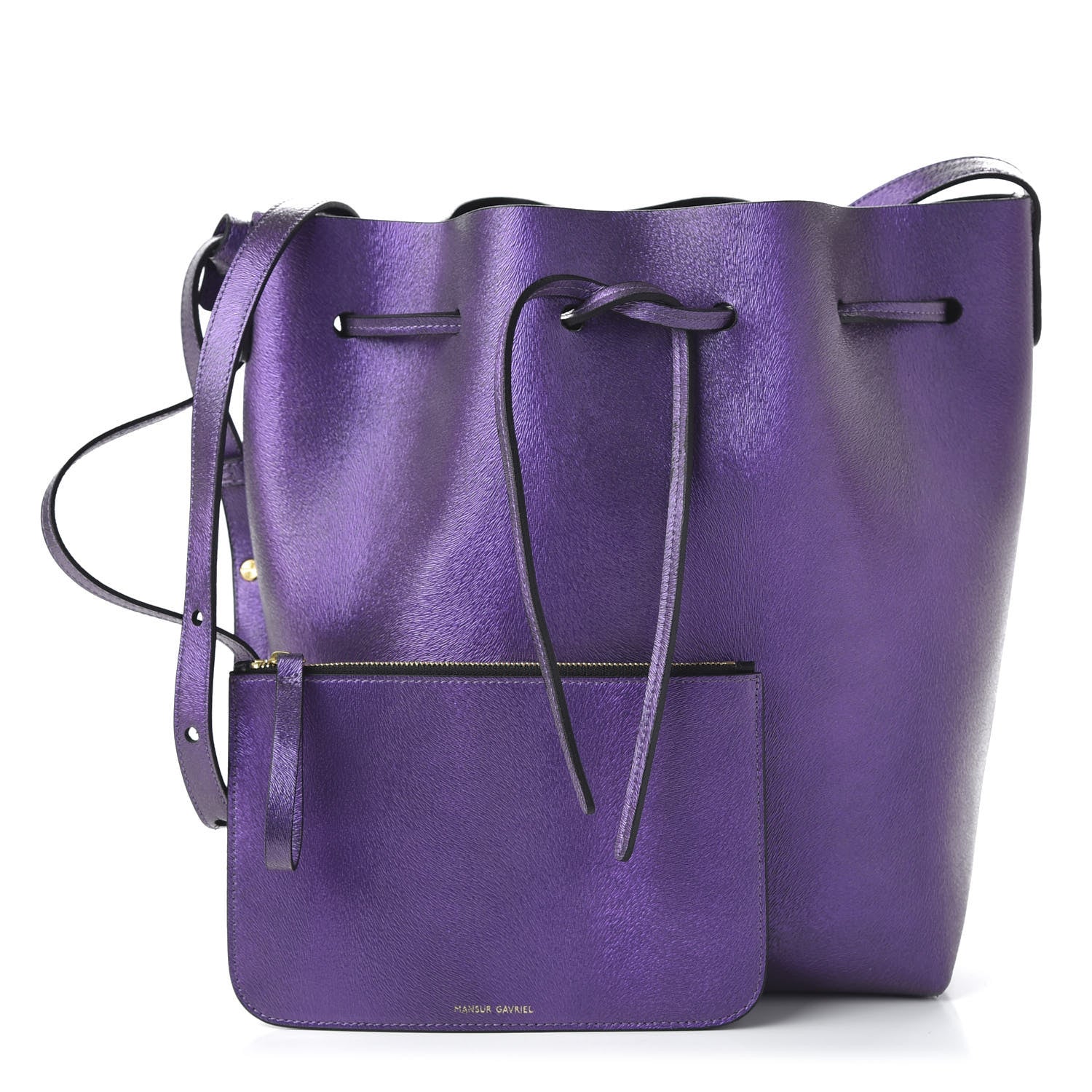 Mansur Gavriel Metallic Calfskin Bucket Bag Purple 1 of 9