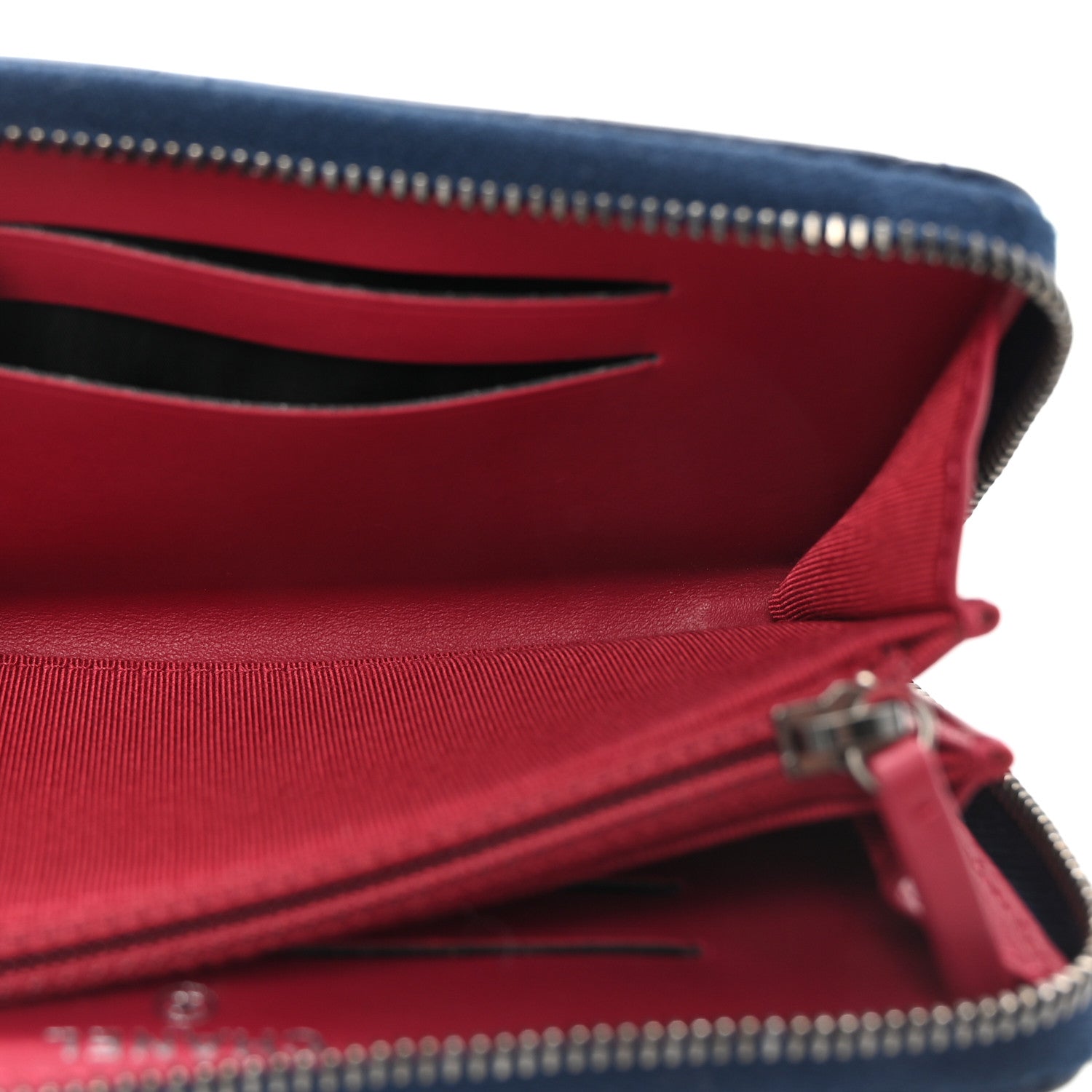 Chanel Aged Calfskin Quilted Small Gabrielle Zip Around Wallet Blue Black 5 of 9