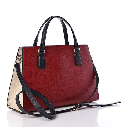 Gucci Dollar Calfskin Medium Soho Top Handle Satchel Hibiscus Red Mystic White Blue 3 of 10