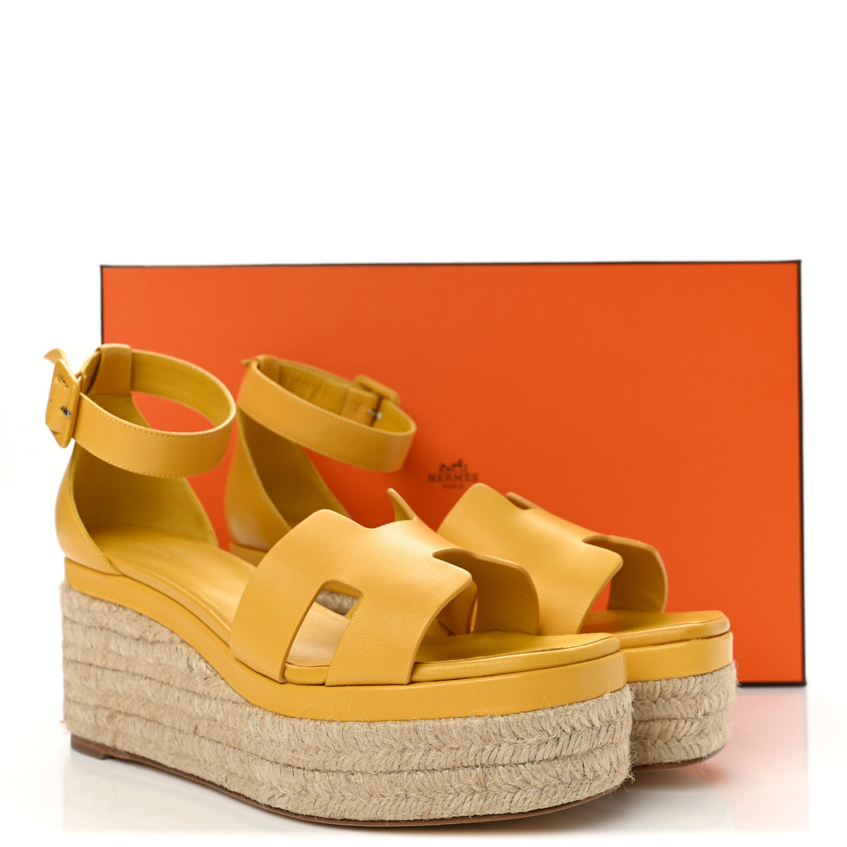 Goatskin Elda Espadrille Wedge Sandals 39 Jaune Sable