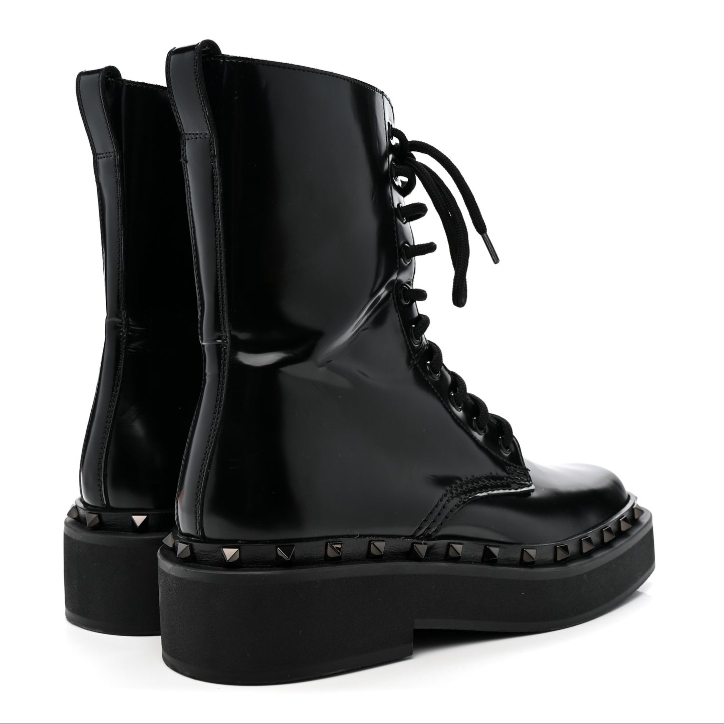 Calfskin Rockstud M-Way 50mm Combat Boots  39 Black