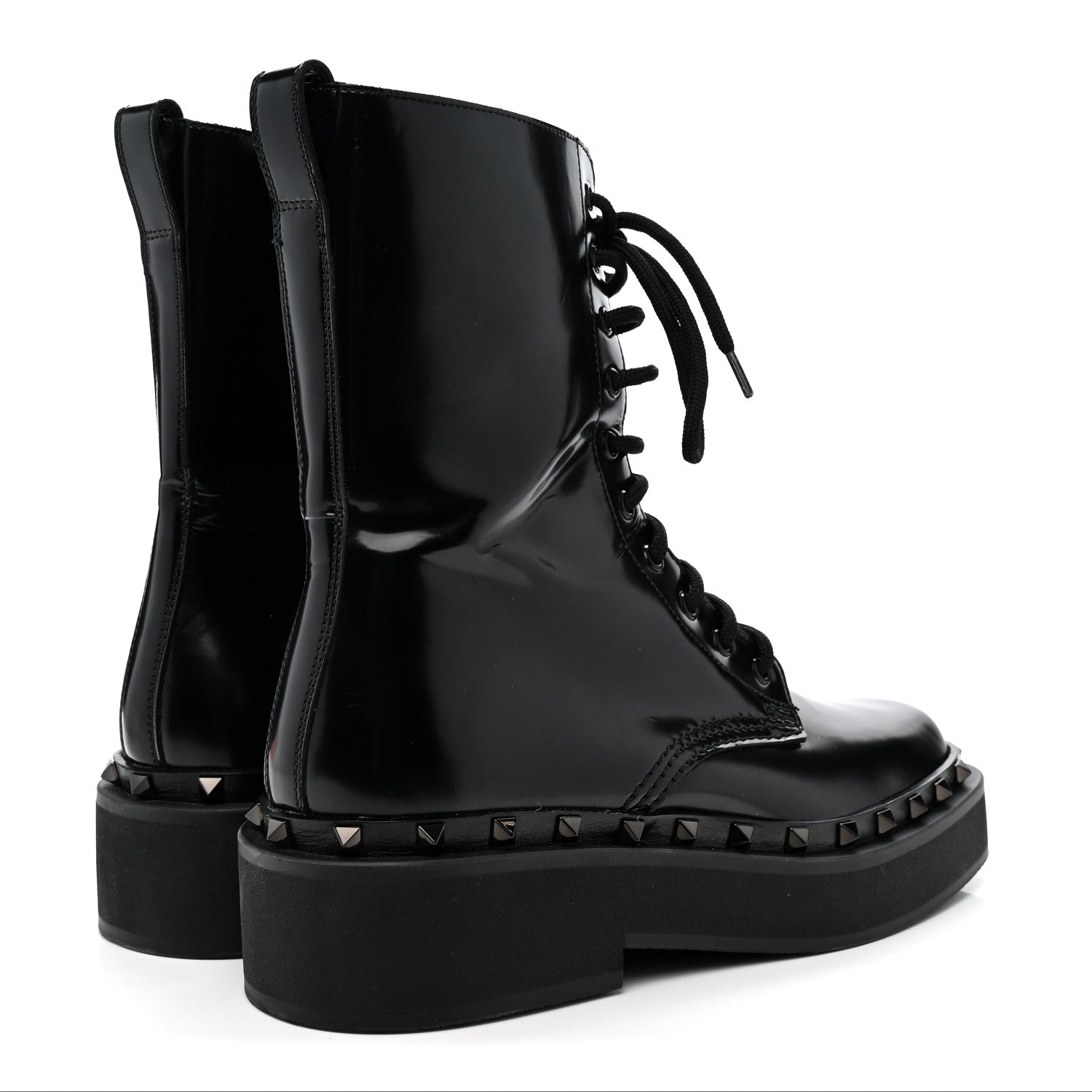 Valentino Garavani Calfskin Rockstud M-Way 50mm Combat Boots  39 Black 5 of 11
