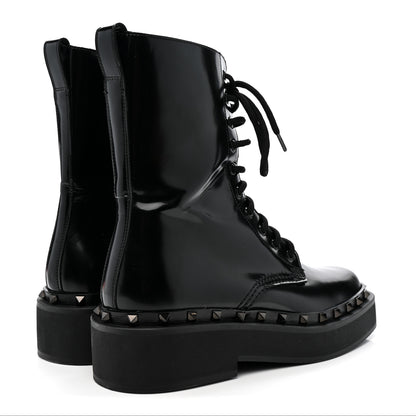 Valentino Garavani Calfskin Rockstud M-Way 50mm Combat Boots  39 Black 5 of 11
