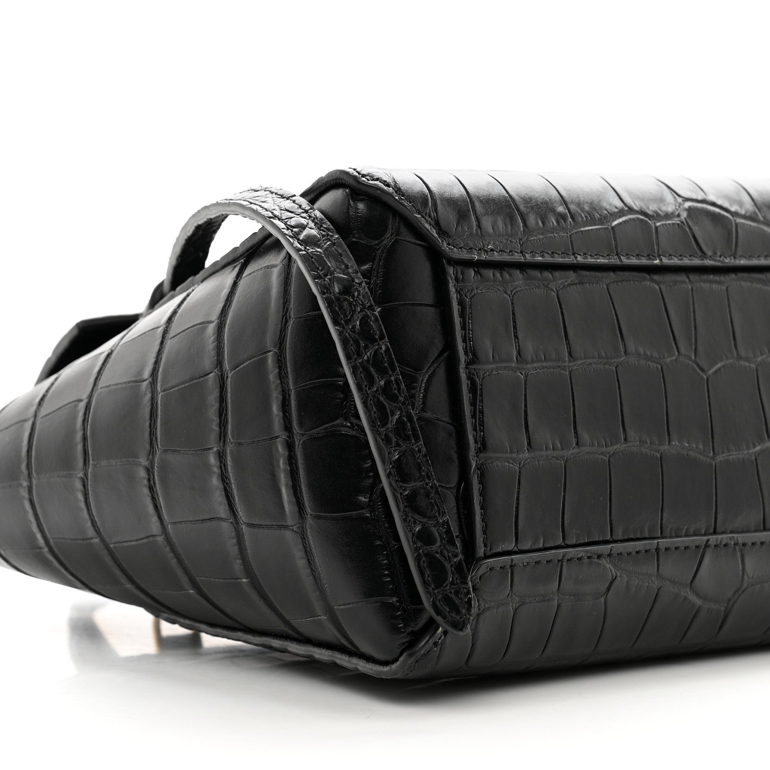 Celine Calfskin Crocodile Embossed Nano Belt Bag Black 8 of 10