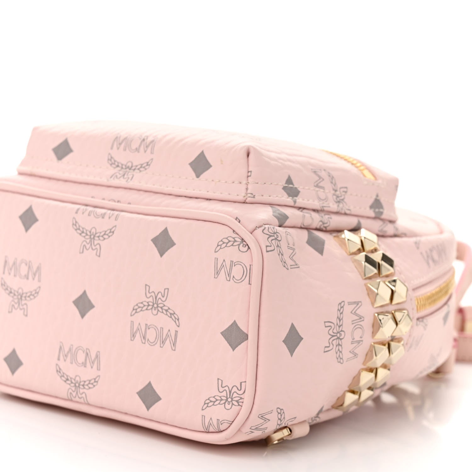 MCM Visetos Side Stud X-Mini Stark Bebe Boo Backpack Soft Pink 9 of 10