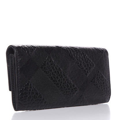 Burberry Signature Grain Calfskin Check Embossed Porter Continental Wallet Black 3 of 12