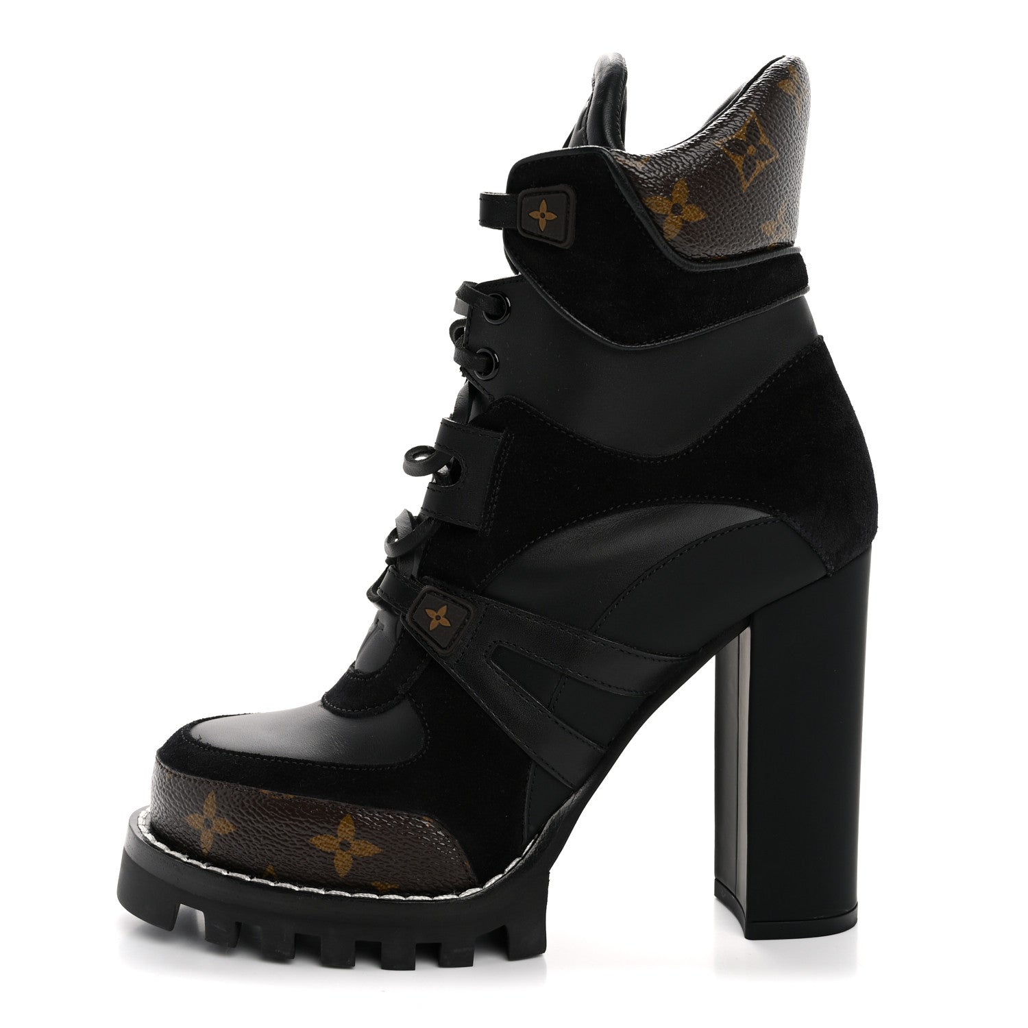 Louis Vuitton Suede Calfskin Monogram Star Trail Ankle Boots 38 Black 1 of 10