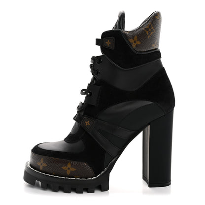 Louis Vuitton Suede Calfskin Monogram Star Trail Ankle Boots 38 Black 1 of 10