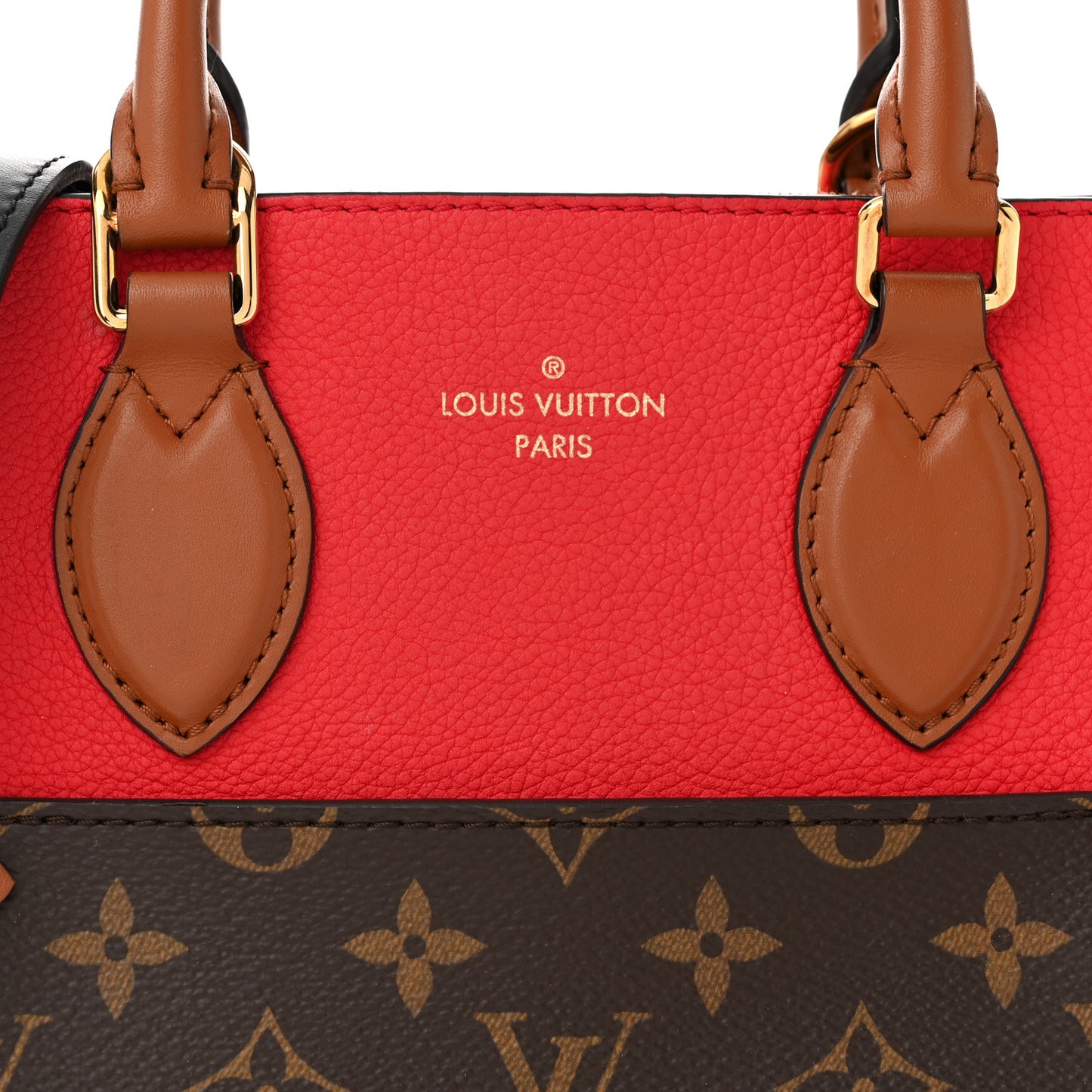 Calfskin Monogram Fold Tote PM Cerise Cream Black