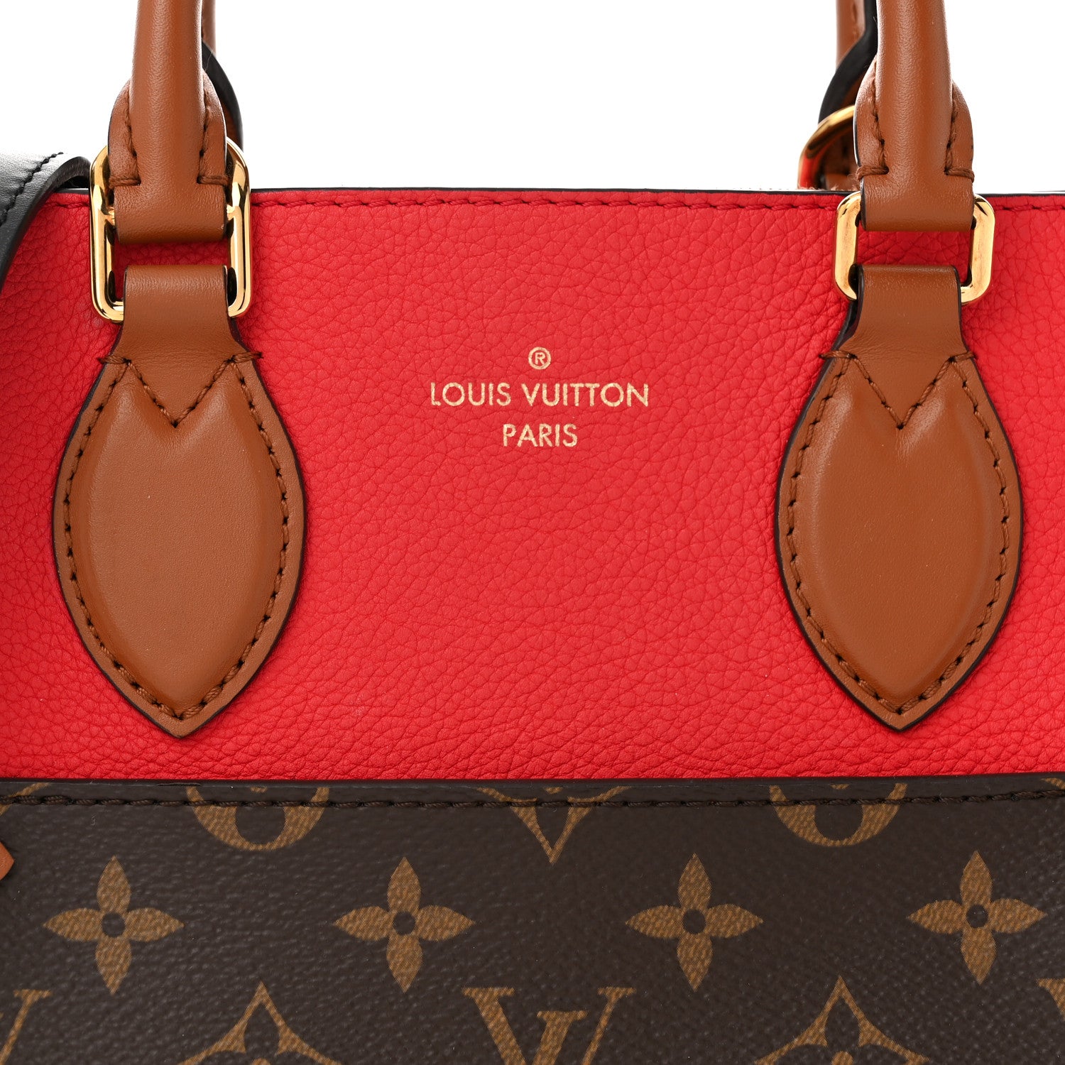 Louis Vuitton Calfskin Monogram Fold Tote PM Cerise Cream Black 8 of 10