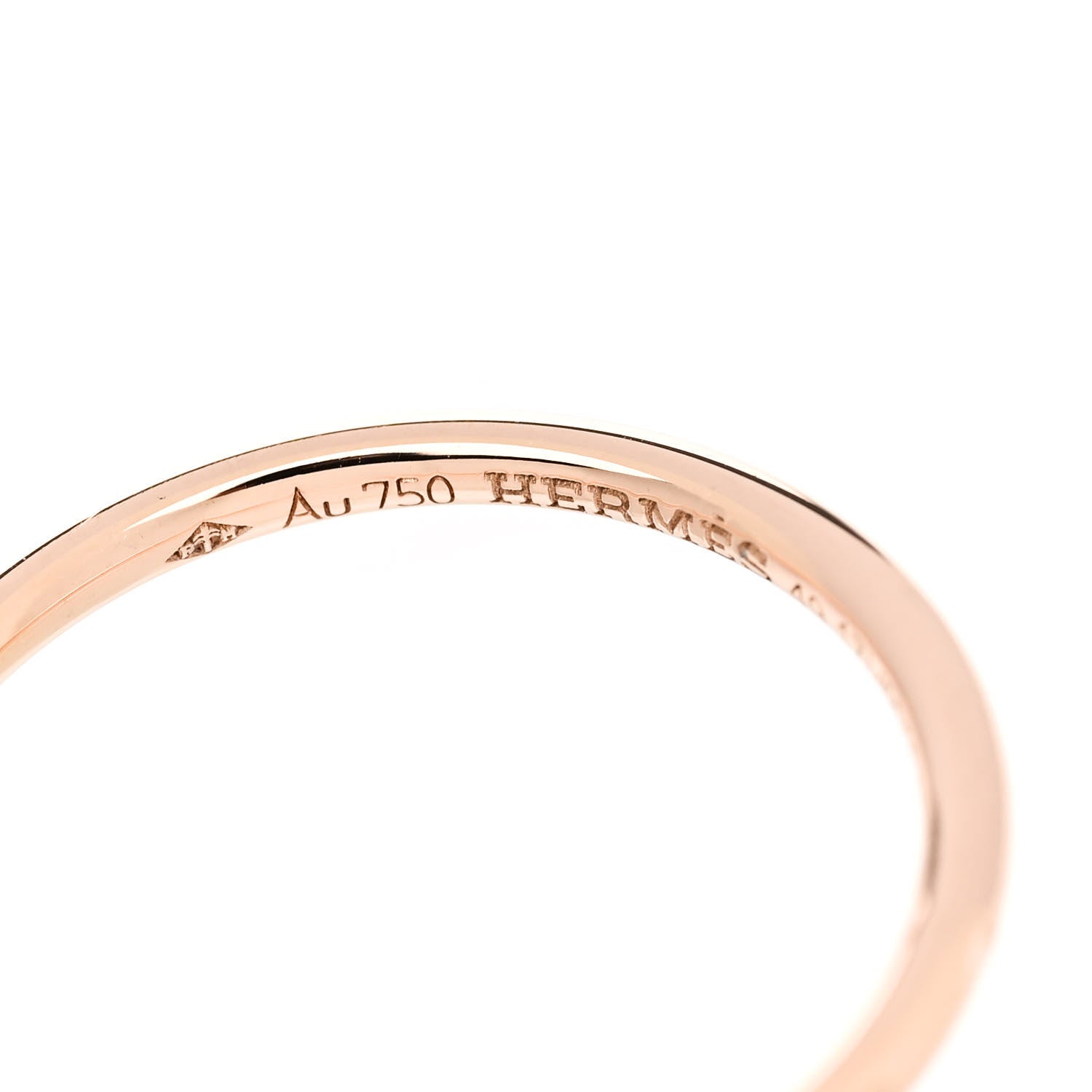 Hermes 18K Rose Gold Gambade H Ring 49 4.75 4 of 6