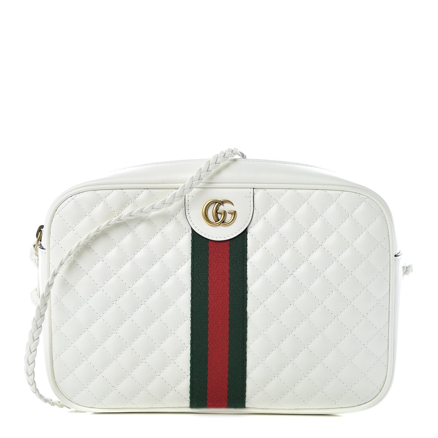 Calfskin Web Trapuntata Small Shoulder Bag Off White