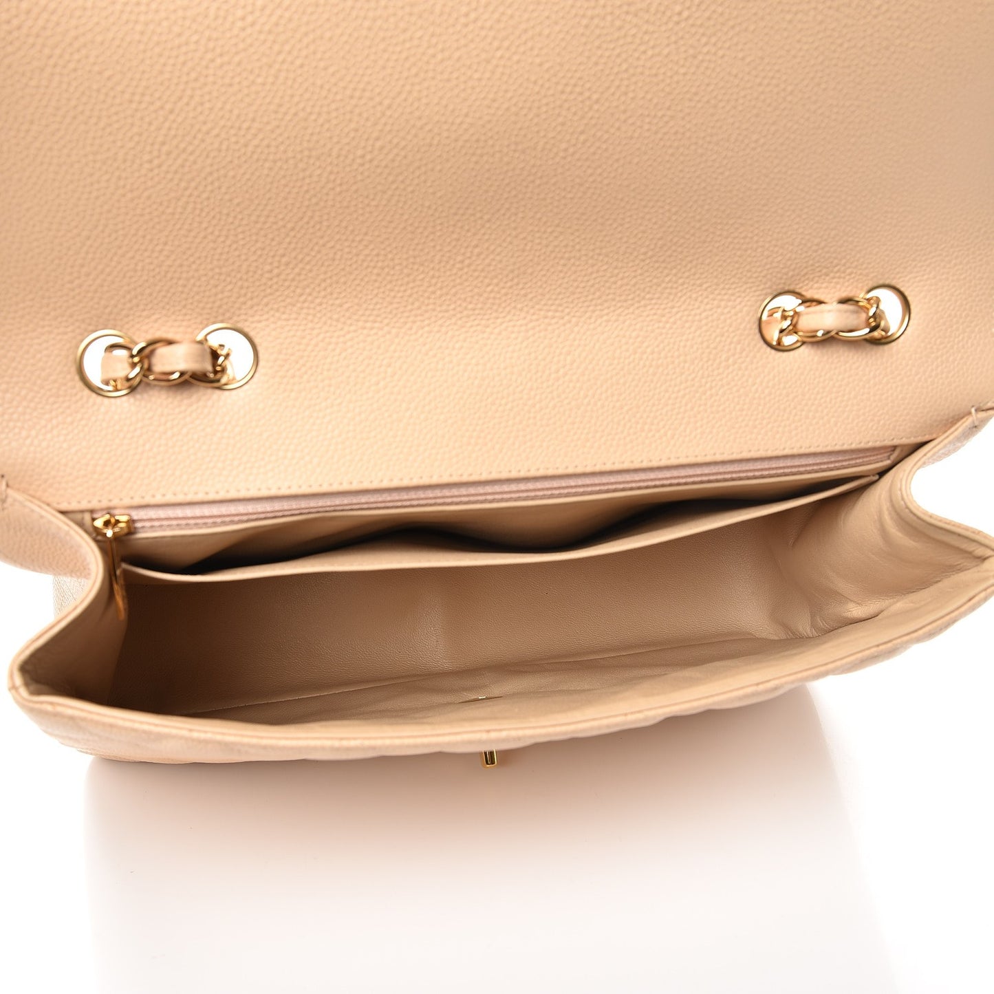 Caviar Quilted Jumbo Single Flap Beige Clair