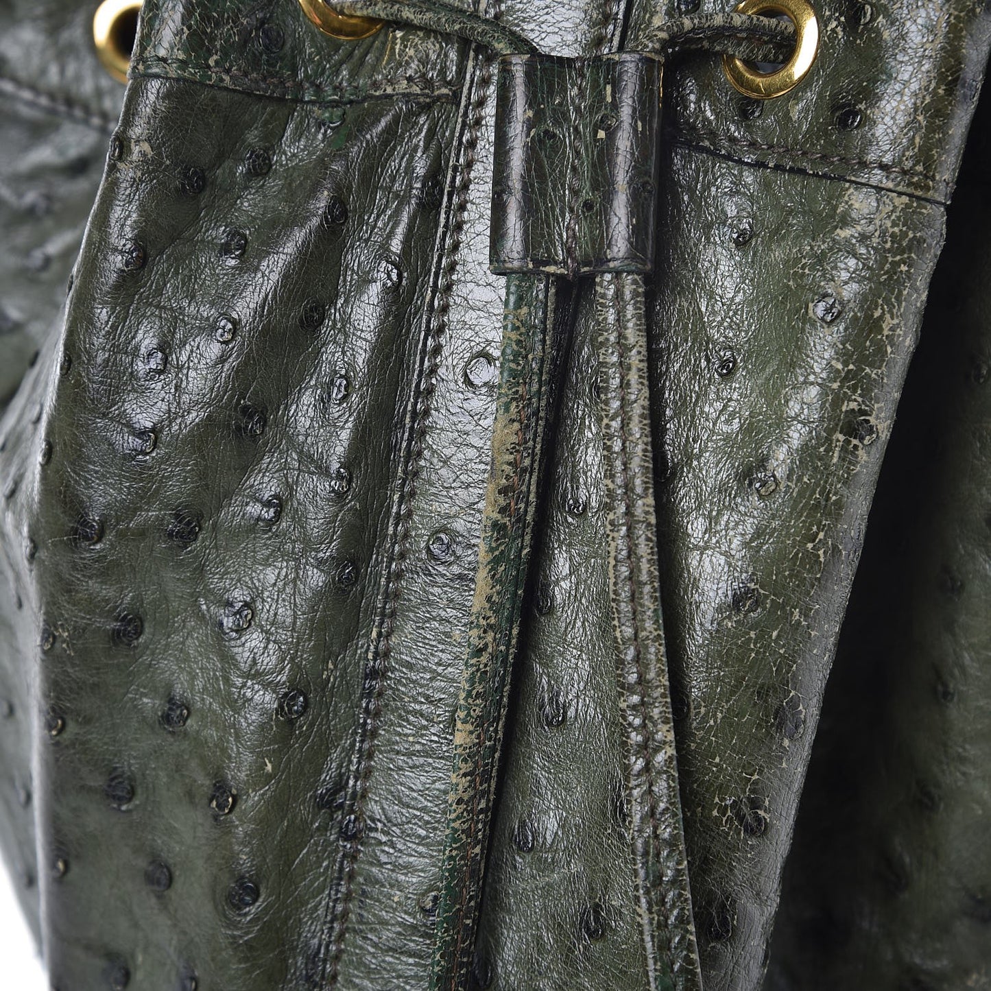Ostrich Market Drawstring Bag 28 Vert Olive