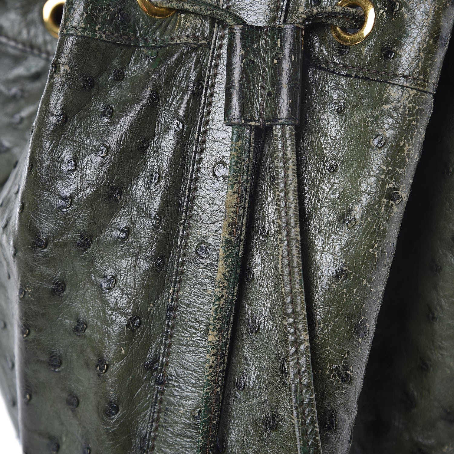 Hermes Ostrich Market Drawstring Bag 28 Vert Olive 11 of 15