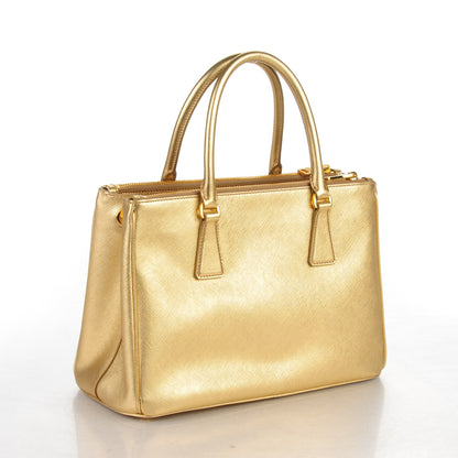 Prada Metallic Saffiano Small Galleria Double Zip Tote Platino 3 of 7