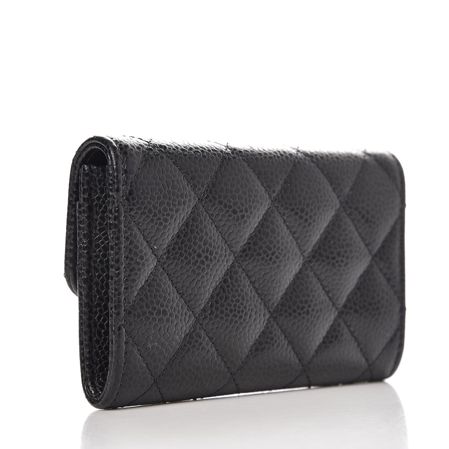 Caviar Quilted Flap Card Holder Black