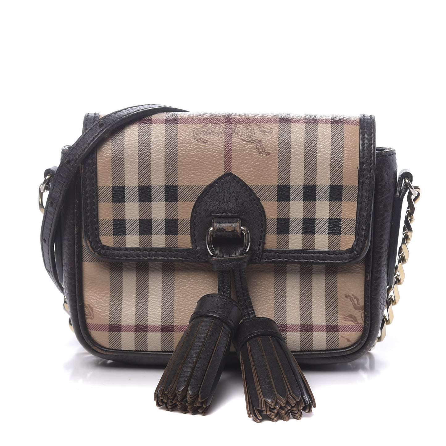 Haymarket Check Mini Tassel Crossbody Bag Chocolate