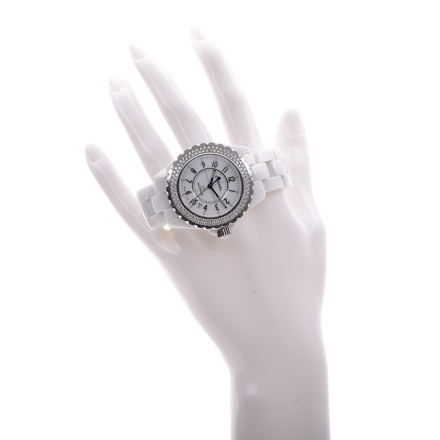 Chanel Stainless Steel Ceramic Diamond Pave Bezel 38mm J12 Automatic Watch White 2 of 6