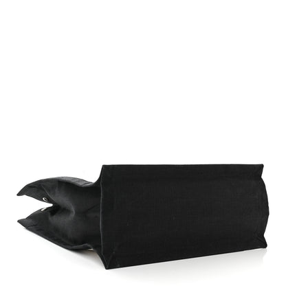 Saint Laurent Linen Calfskin Rive Gauche North South Tote White Black 4 of 10