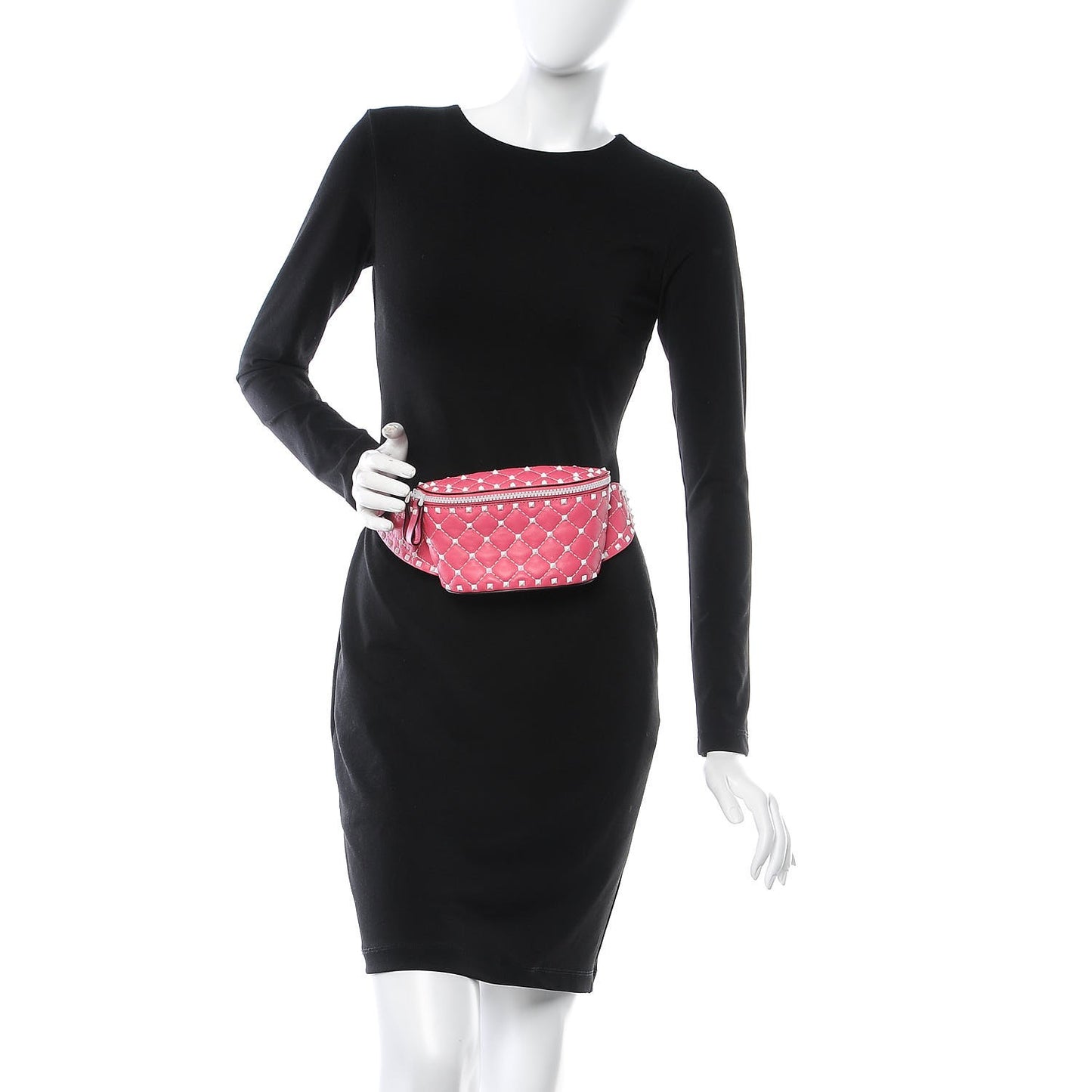 Lambskin Free Rockstud Spike Belt Bag Shadow Pink