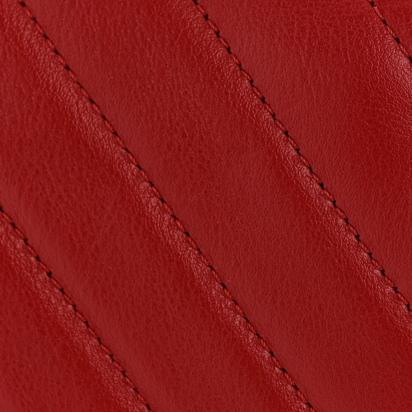 Calfskin Chevron Quilted Large Statement Flap Red
