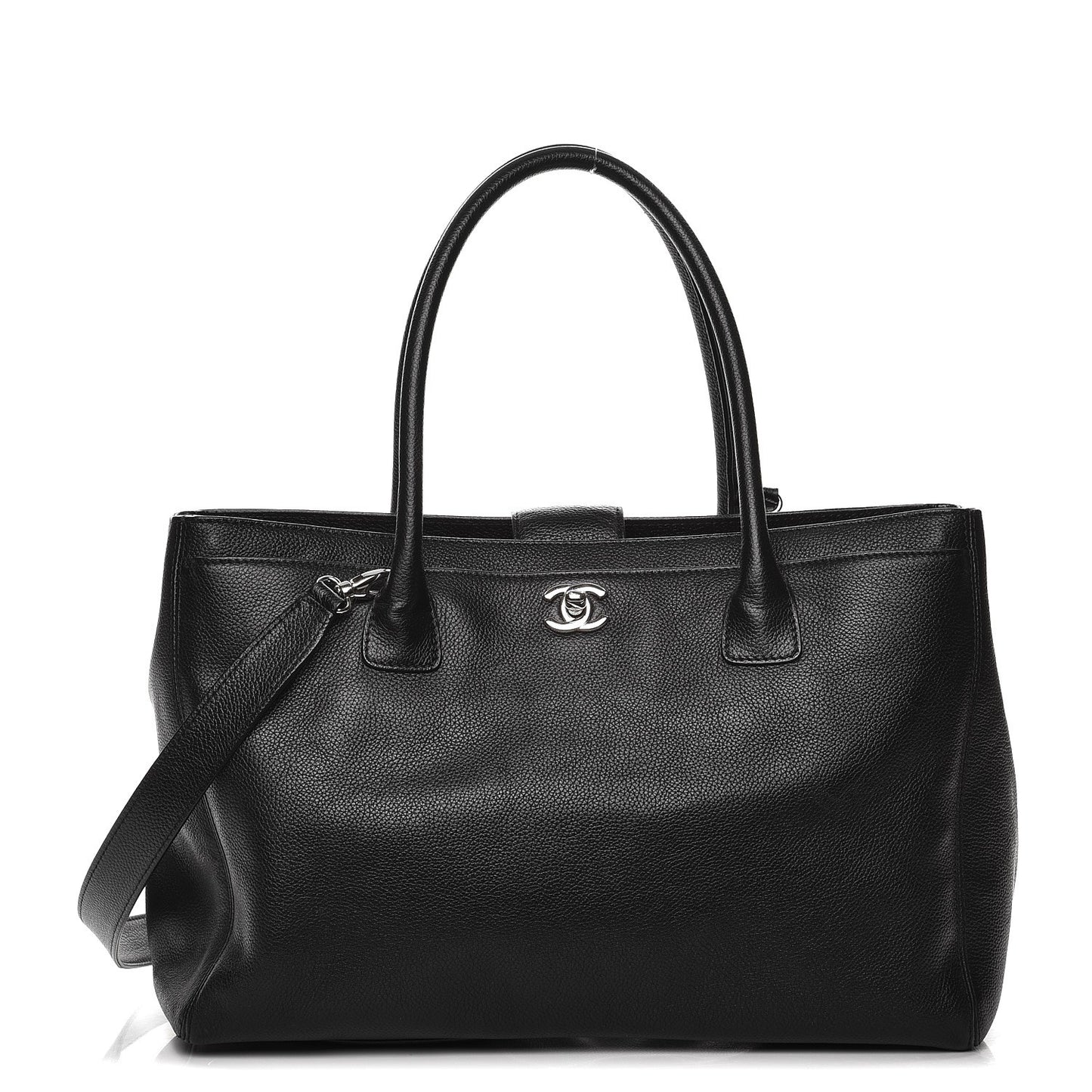 Calfskin Cerf Executive Shopper Tote Black