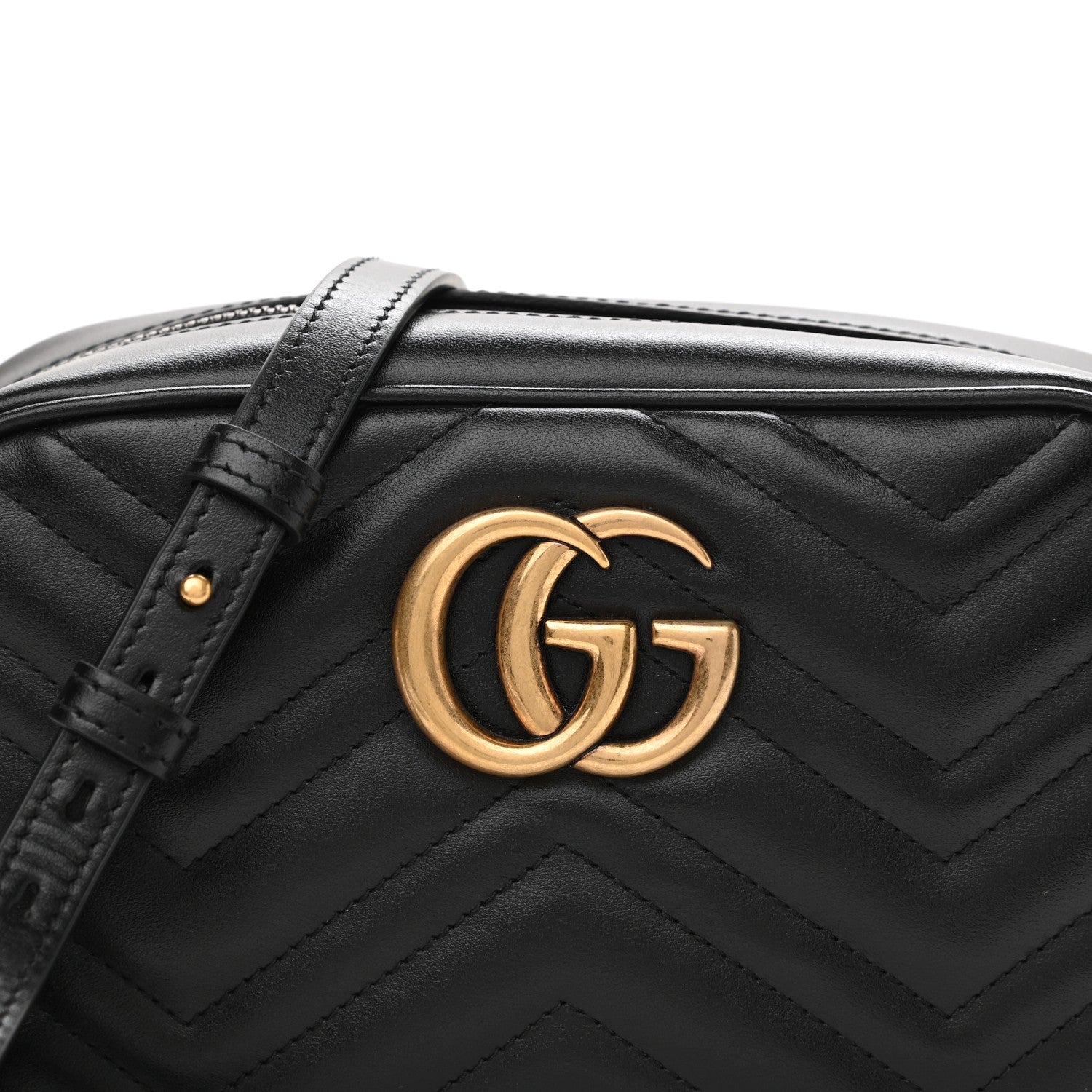 Gucci Calfskin Matelasse Small GG Marmont Chain Shoulder Bag Black 9 of 11