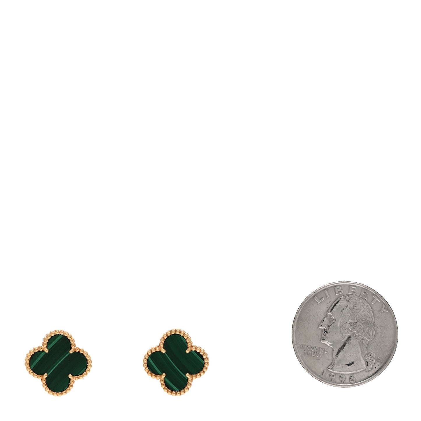 18K Yellow Gold Malachite Vintage Alhambra Earrings