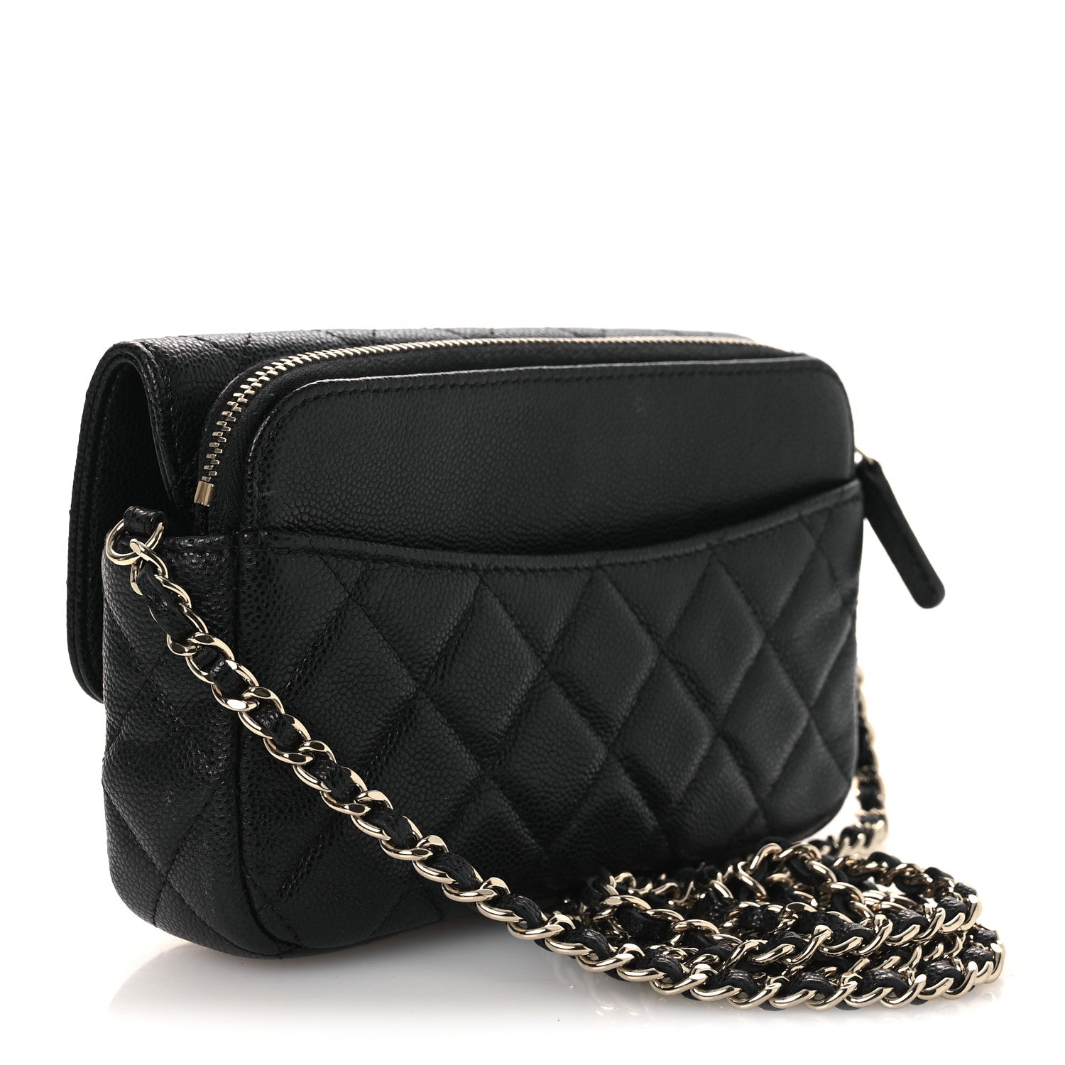 Chanel Caviar Quilted Flap Phone Holder With Chain Black 3 of 15