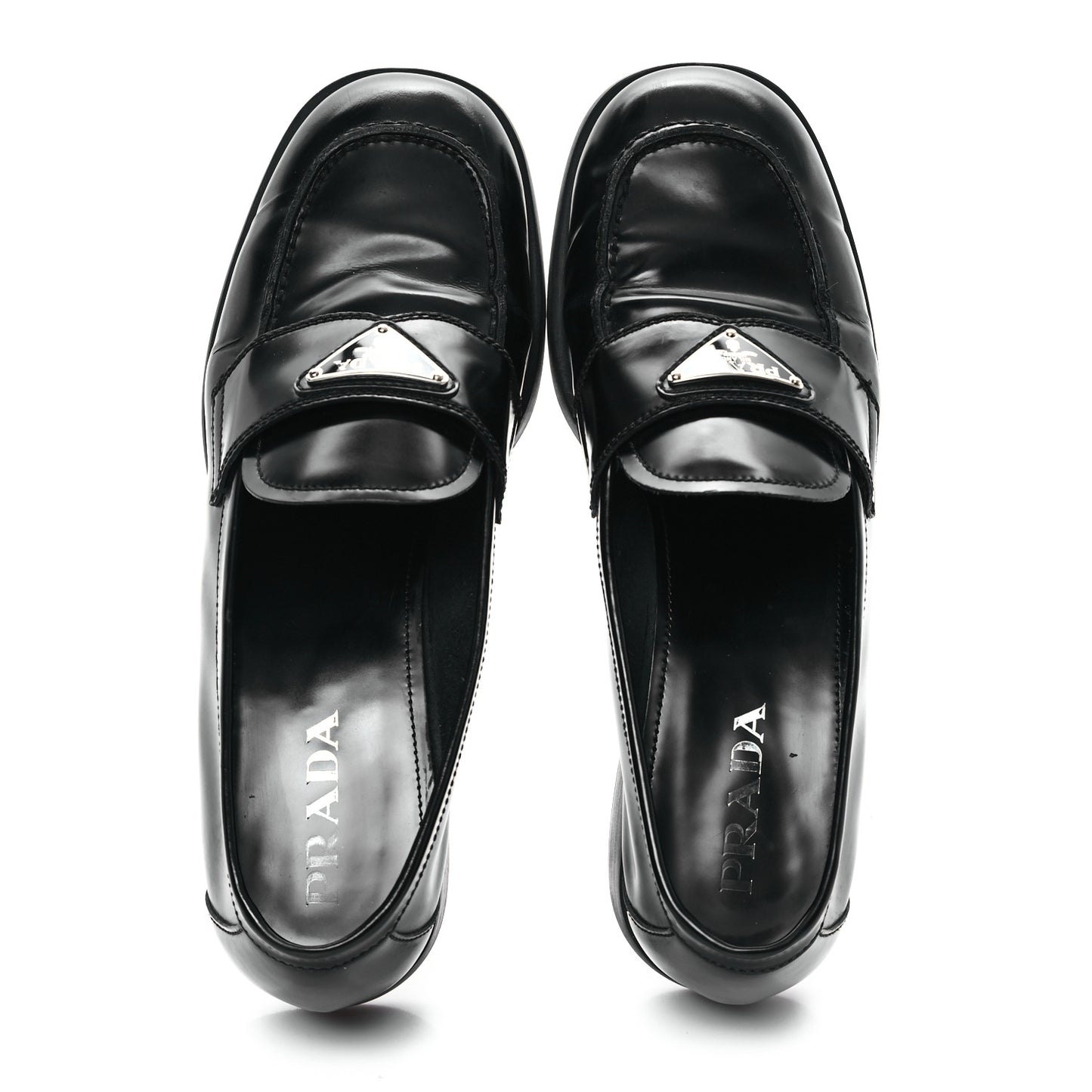 Spazzolato Metal Triangle Logo 20mm Loafers 39.5 Black