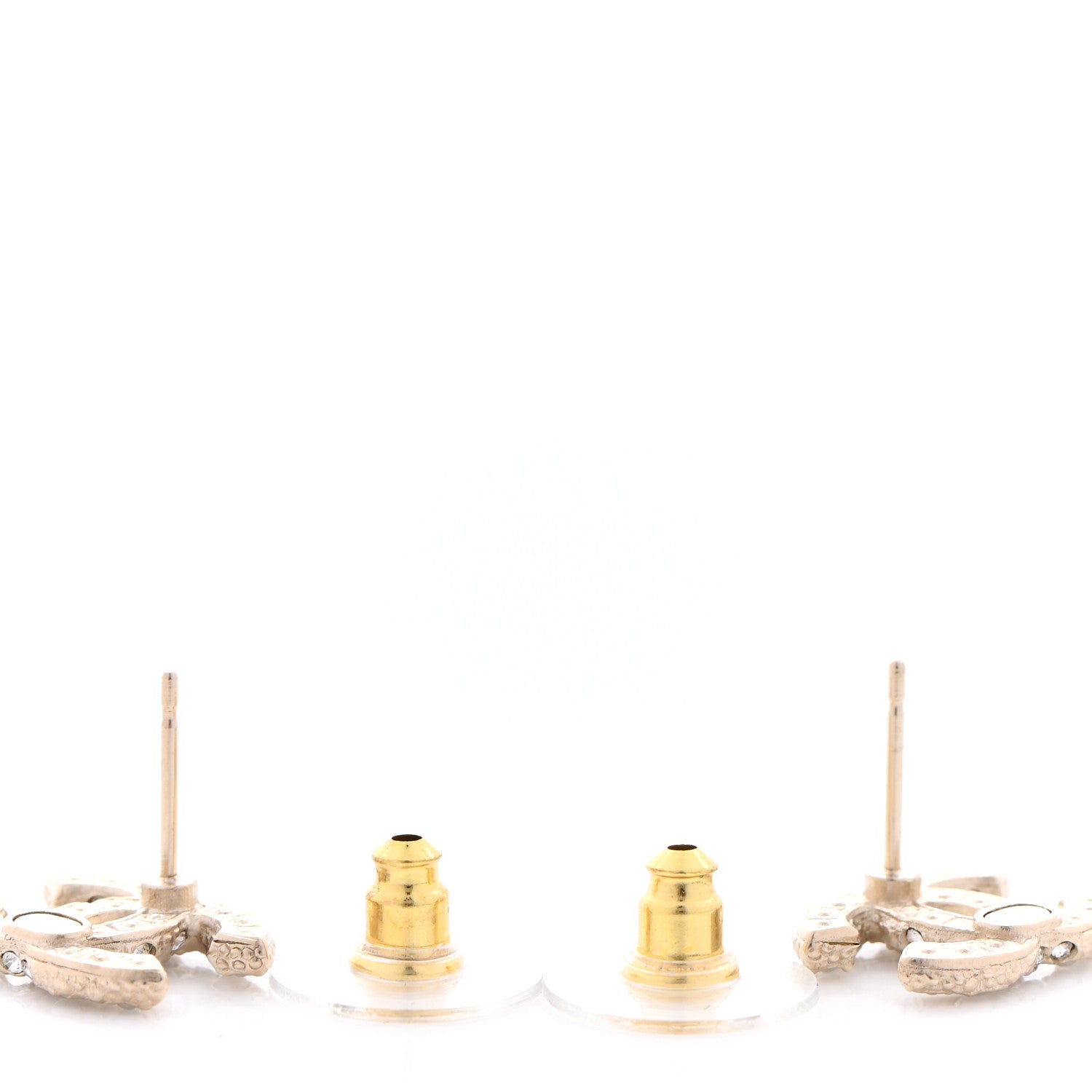 Chanel Pearl Crystal CC Earrings Light Gold 3 of 4