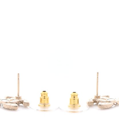 Chanel Pearl Crystal CC Earrings Light Gold 3 of 4