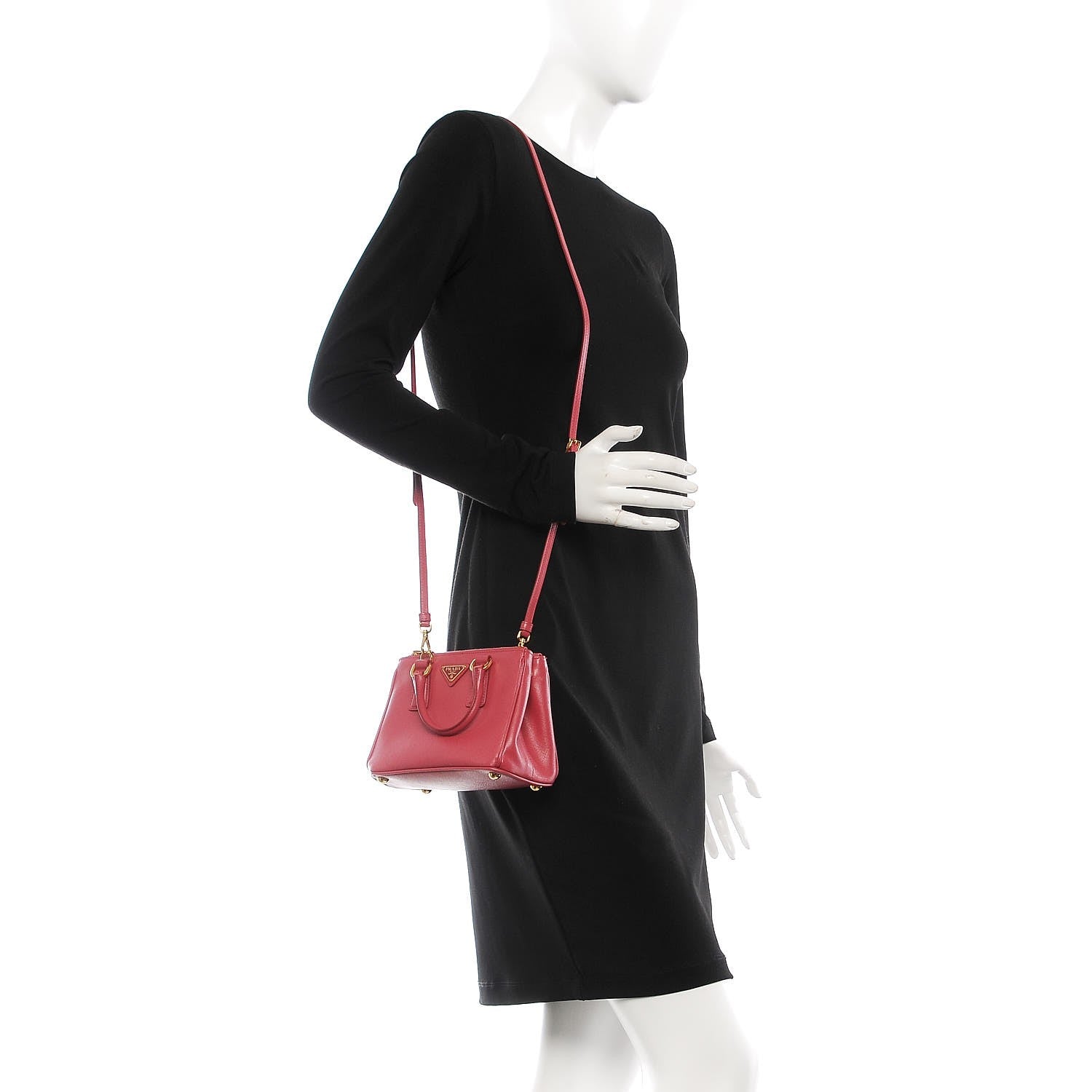 Prada Saffiano Lux Micro Galleria Double Zip Tote Peonia 2 of 7