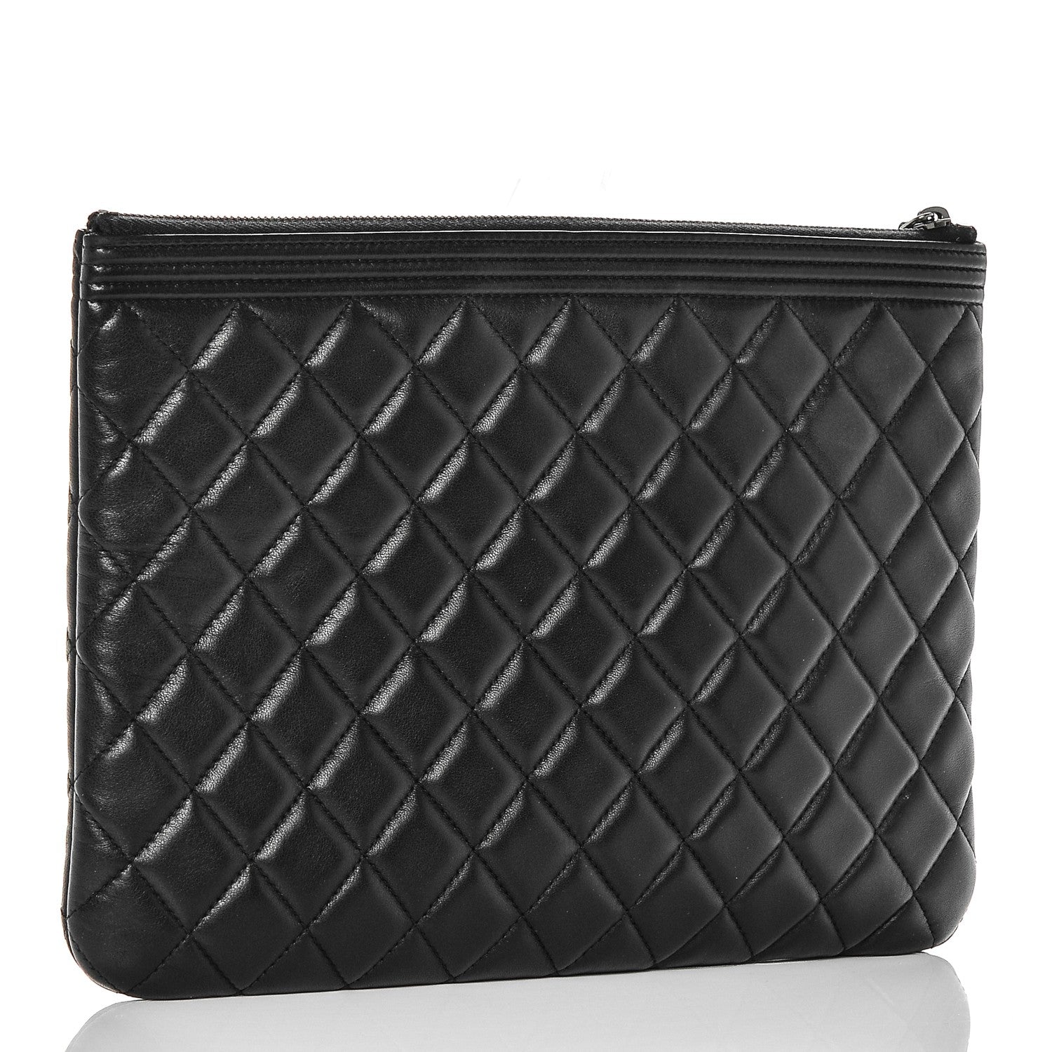 Chanel Lambskin Quilted Medium Boy Cosmetic Case Black 3 of 7