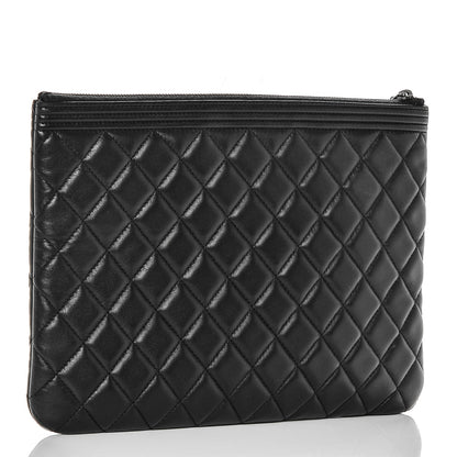 Chanel Lambskin Quilted Medium Boy Cosmetic Case Black 3 of 7