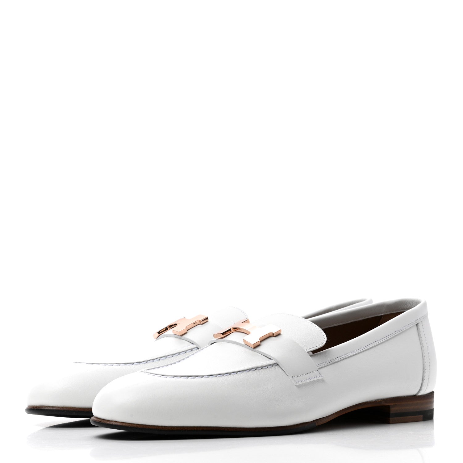 Hermes Calfskin Womens Paris Loafers 38 White 3 of 7