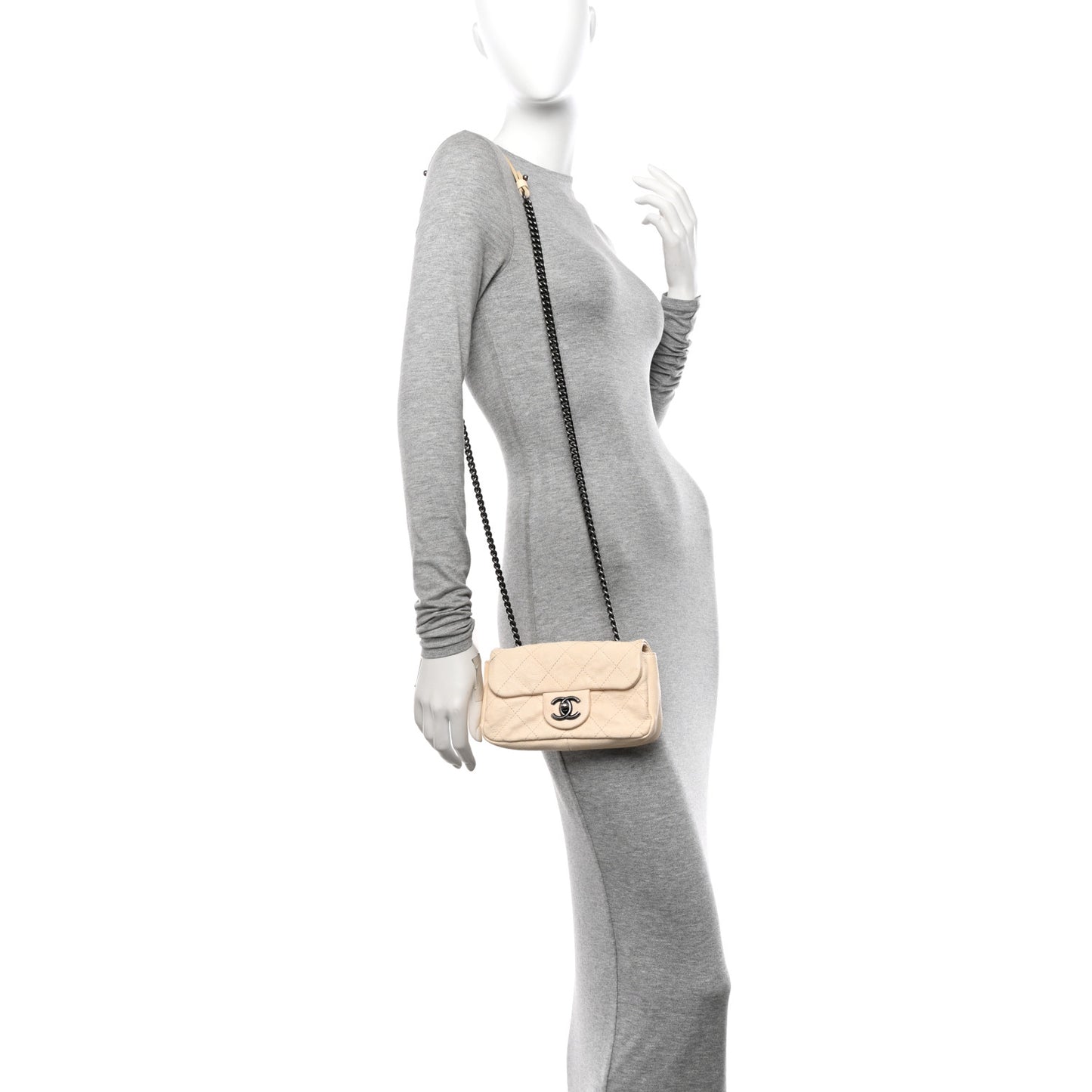 Caviar Quilted Mini Simply CC Flap White