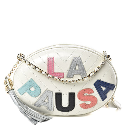 Chanel Embroidered Lambskin Chevron Quilted La Pausa Evening Bag White 1 of 9