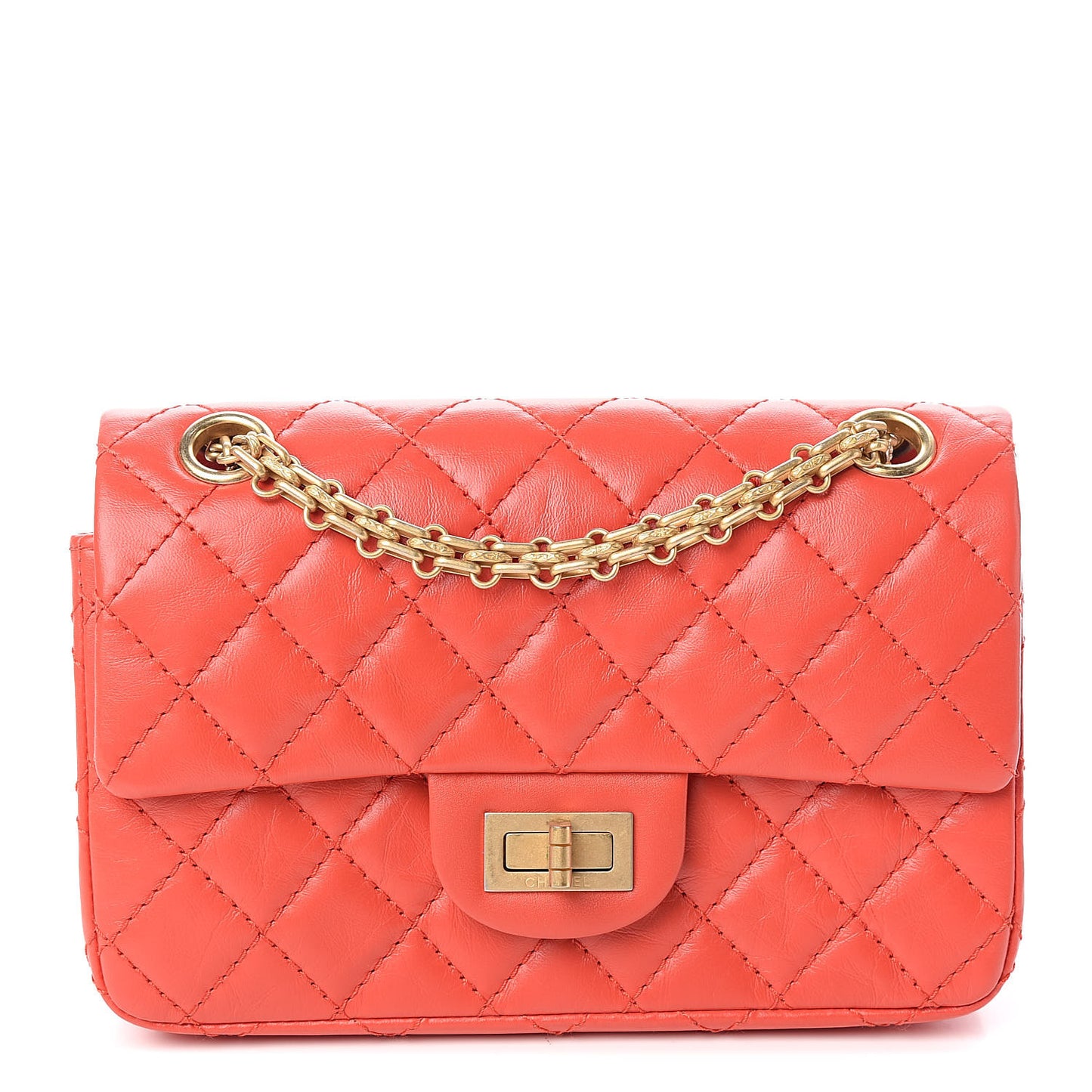 Aged Calfskin Quilted 2.55 Reissue Mini Flap Red